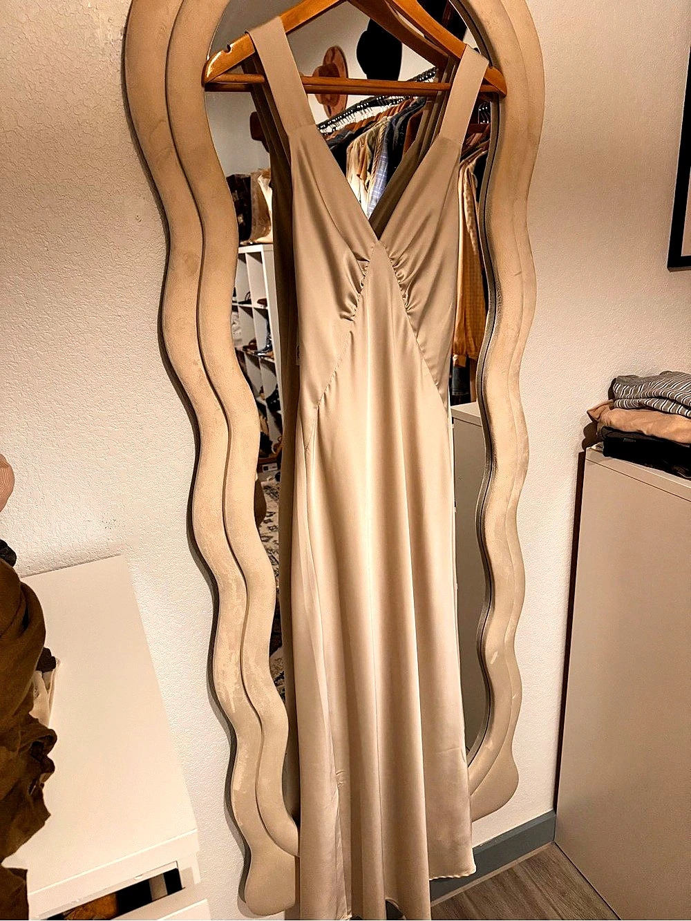 NWT House of Harlow 1960 Satin V-Neck Maxi Slip Dress Pink XS